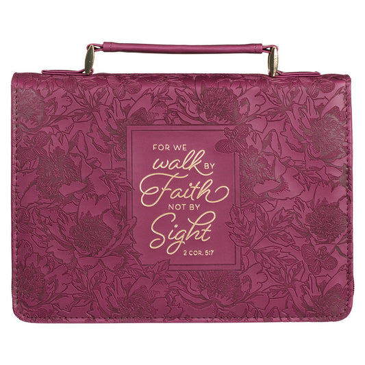 Walk by Faith Ruby Red Faux Leather Fashion Bible Cover (Large) - 2 Corinthians 5:7