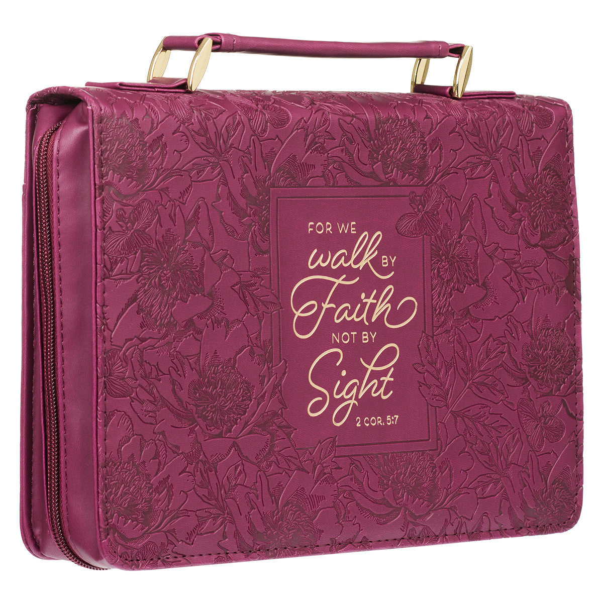 Walk by Faith Ruby Red Faux Leather Fashion Bible Cover (Large) - 2 Corinthians 5:7