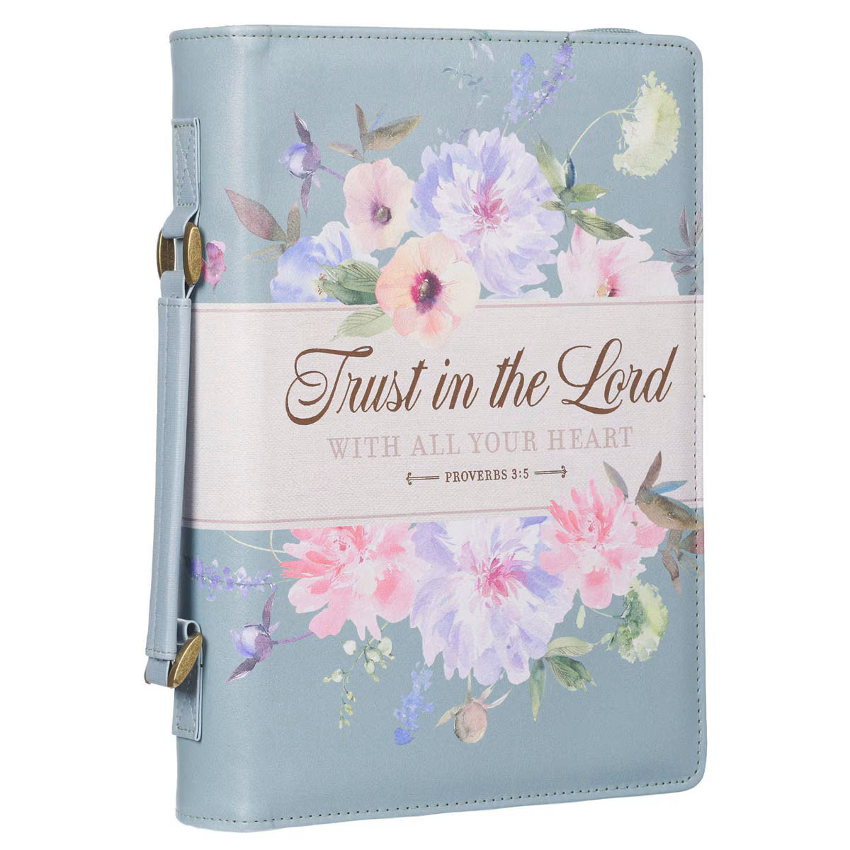 Trust in the Lord Pearlescent Pewter Floral Fashion Bible Cover - Proverbs 3:5