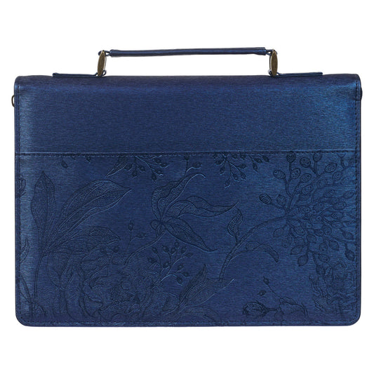 Blessed Peacock Blue Faux Leather Fashion Bible Cover (Large) - Jeremiah 17:7