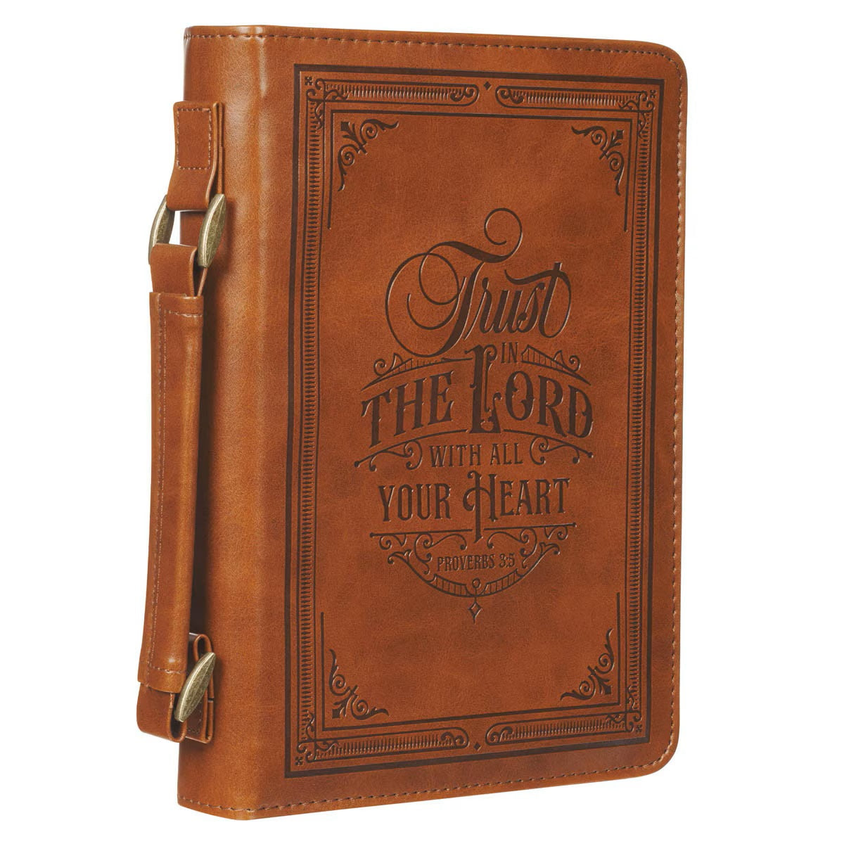 Trust in the Lord Honey-brown Faux Leather Classic Bible Cover - Proverbs