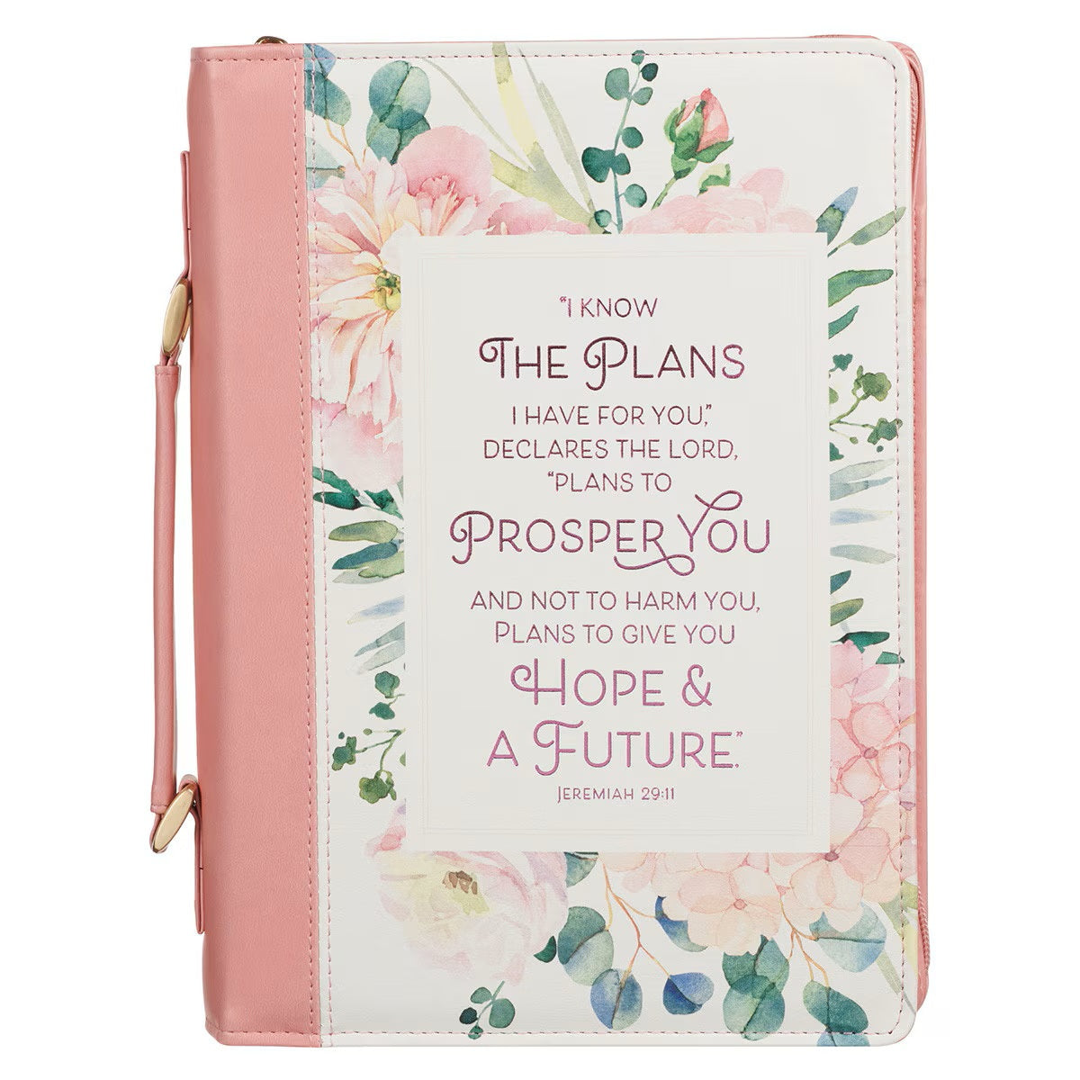 Plans Pink Bouquet Faux Leather Fashion Bible Cover - Jeremiah 29:11