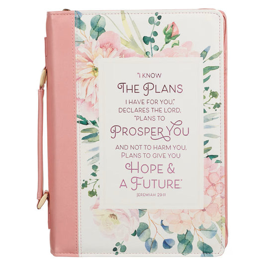 Plans Pink Bouquet Faux Leather Fashion Bible Cover - Jeremiah 29:11