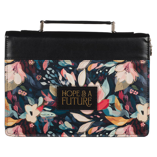 Hope and a Future Botanical Midnight Faux Leather Fashion Bible Cover - Jeremiah 29:11 (Extra Large)