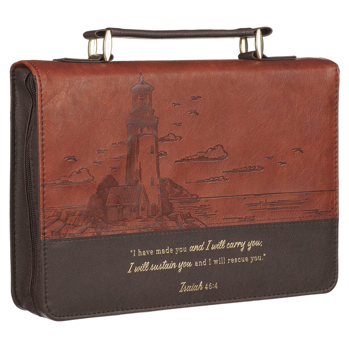 Have Made You Two-tone Brown Faux Leather Classic Bible Cover - Isaiah 46:4