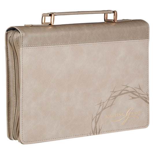 Amazing Grace Taupe Crown of Thorns Faux Leather Fashion Bible Cover - Isaiah 53:5