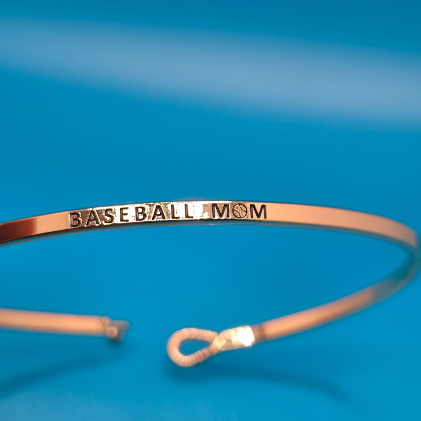BASEBALL MOM Inspirational Message Bracelet Positive Message Engraved Thin Bangle - Jewelry