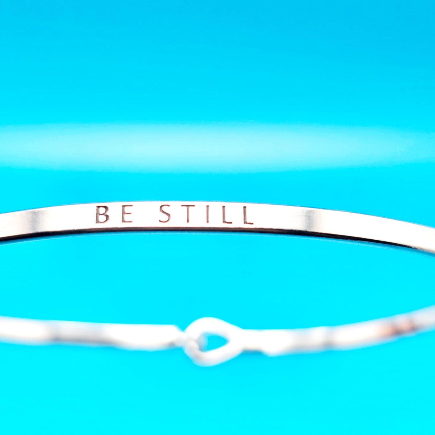BE STILL Inspirational Message Bracelet Positive Message Engraved Thin Bangle - Jewelry