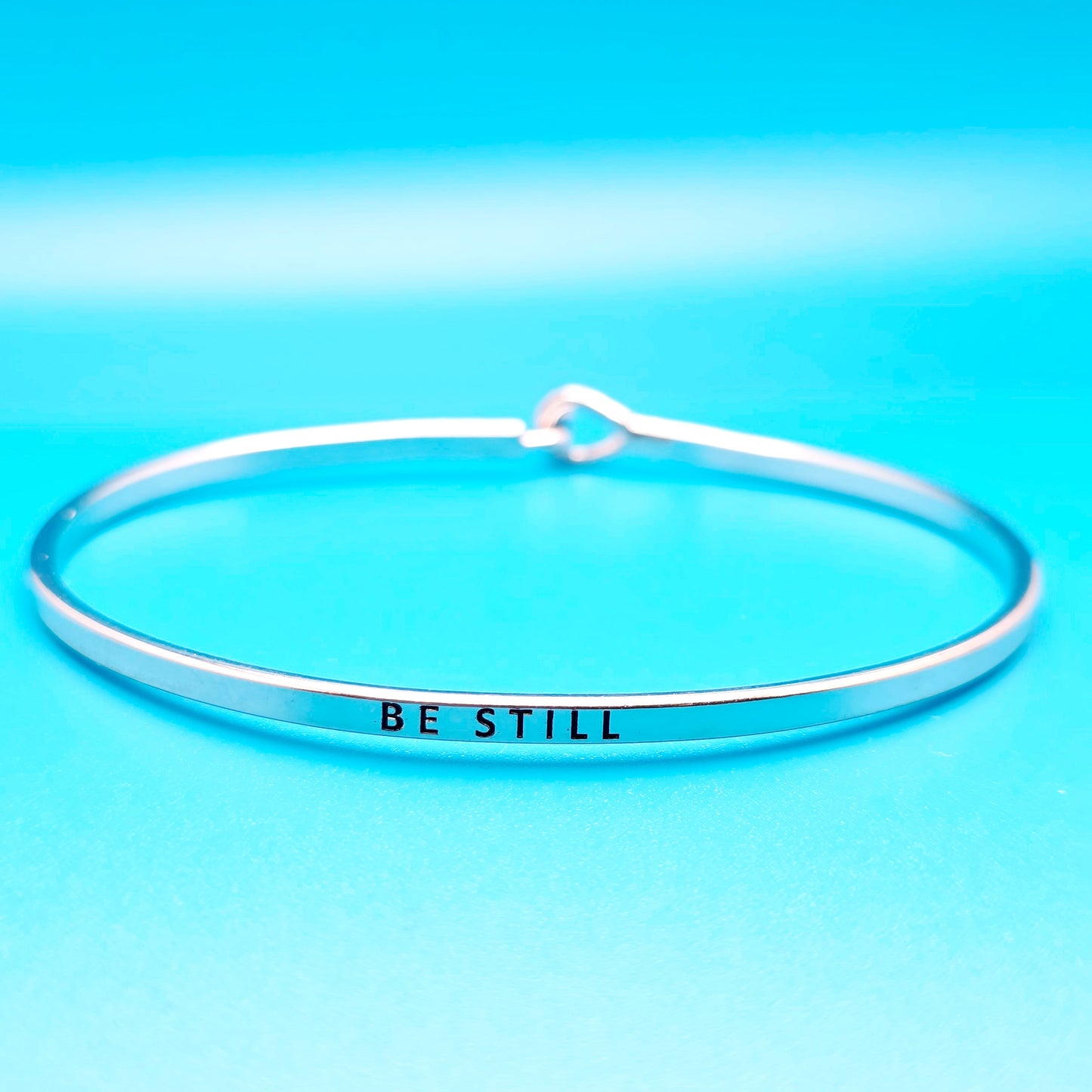 BE STILL Inspirational Message Bracelet Positive Message Engraved Thin Bangle - Jewelry