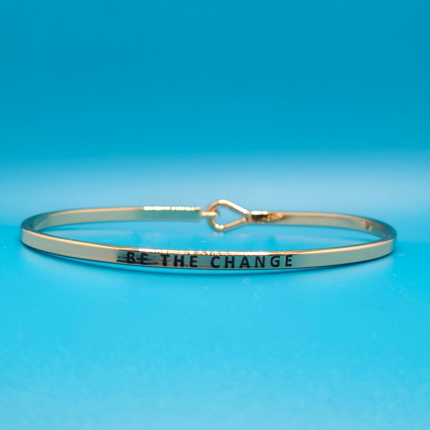 BE THE CHANGE Inspirational Message Bracelet Positive Message Engraved Thin Bangle - Jewelry