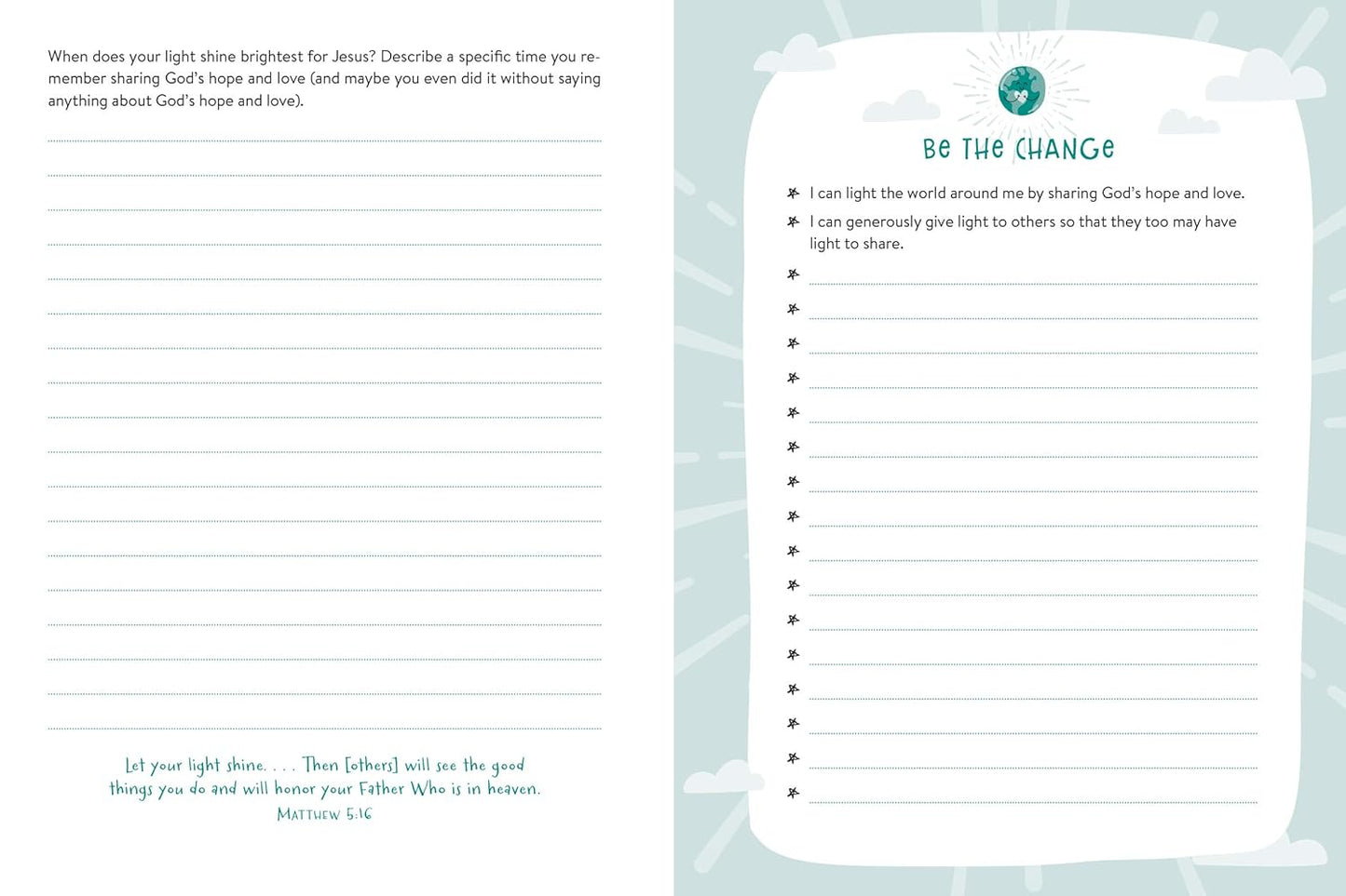 BE the CHANGE: A Lists and Ideas Journal to Help You Shine Your Light for Jesus Spiral-bound by JoAnne Simmons
