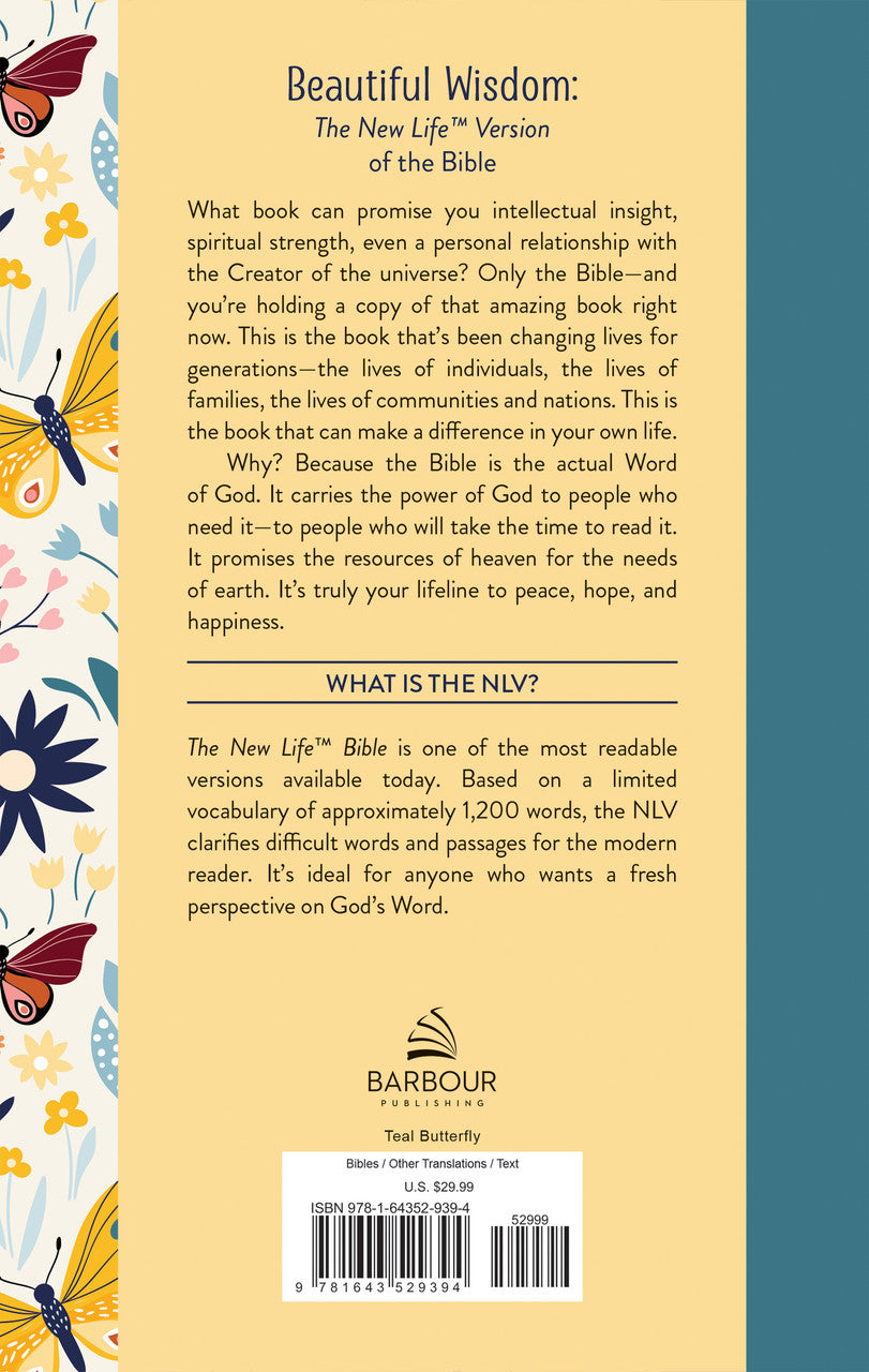 Beautiful Wisdom [Teal Butterfly] - The New Life Version of the Bible Hardcover