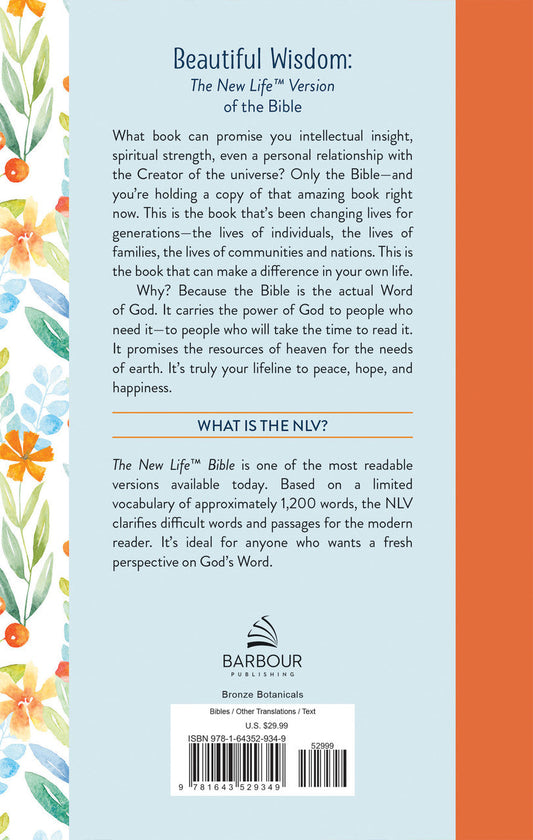 Beautiful Wisdom [Bronze Botanicals]: The Refreshingly Approachable New Life Version of the Bible Hardcover