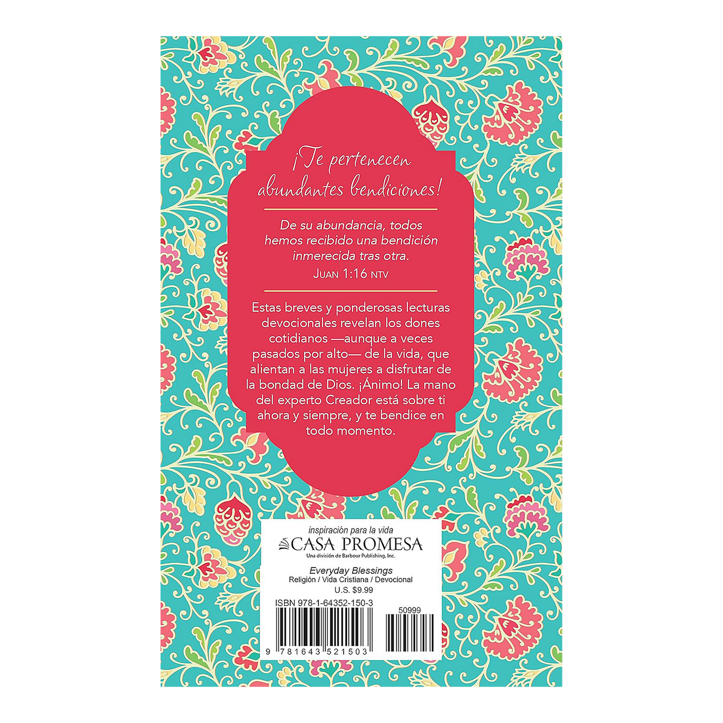 Bendiciones para cada día: Refrigerio espiritual para mujeres (Spanish Edition) Hardcover Compiled by Barbour Staff