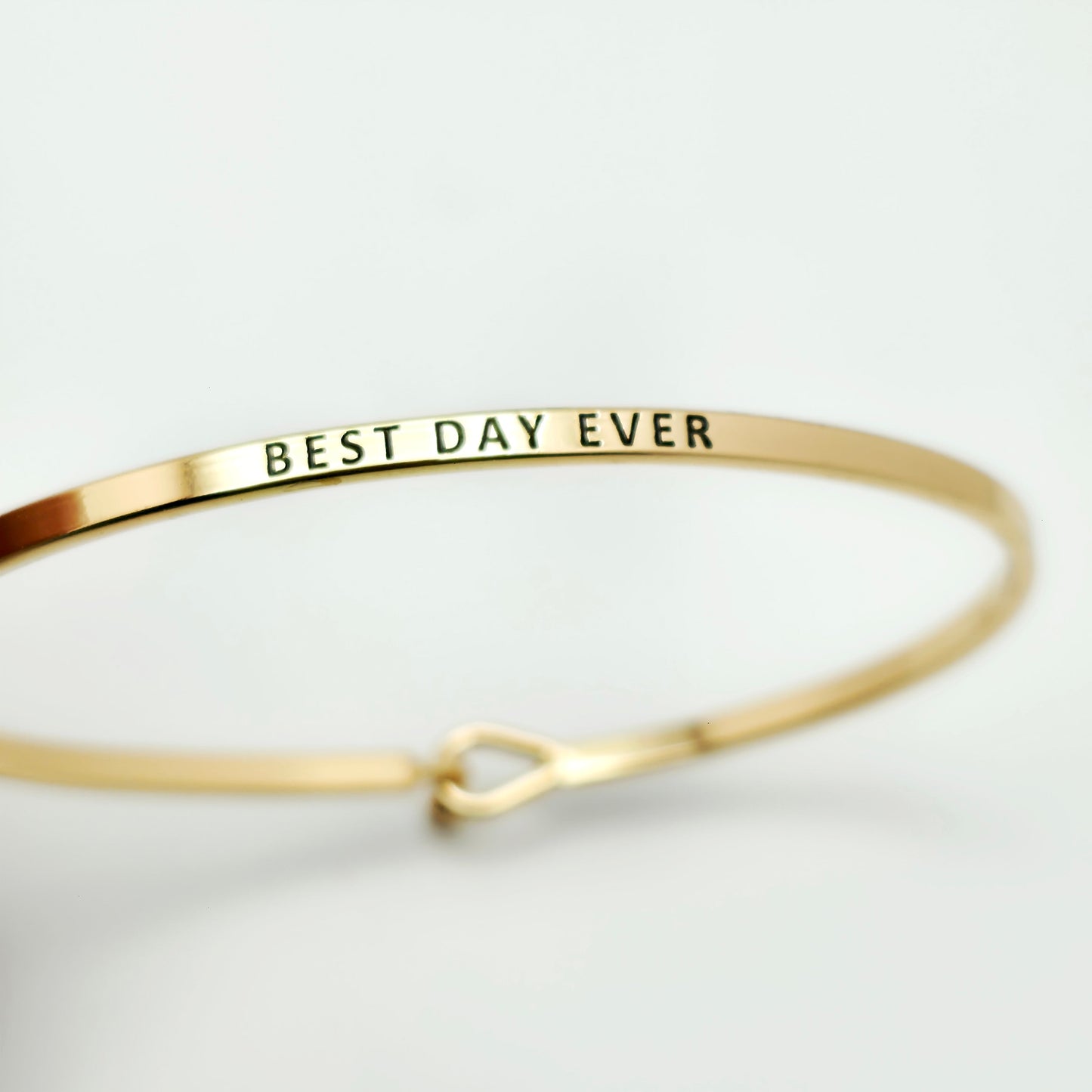 BEST DAY EVER Inspirational Message Bracelet Positive Message Engraved Thin Bangle - Jewelry