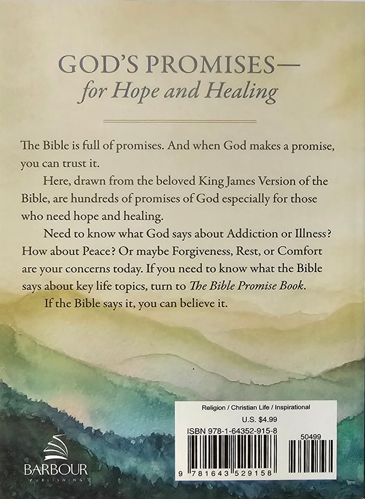 The Bible Promise Book for Hope and Healing Paperback Compiled by Barbour Staff