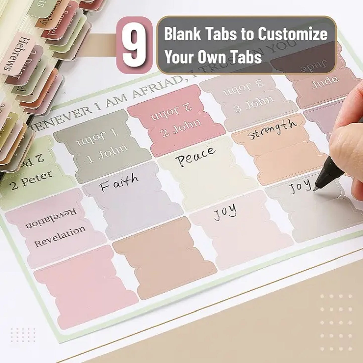 75 piece Bible Index Tabs New & Old Testament Tabs Matte Laminated