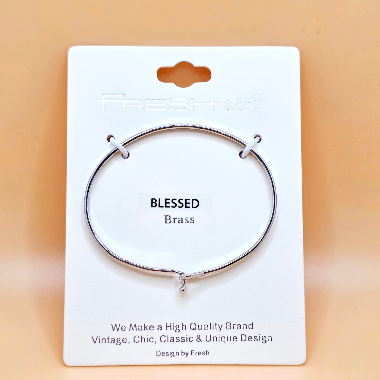 BLESSED Inspirational Message Bracelet Positive Message Engraved Thin Bangle - Jewelry