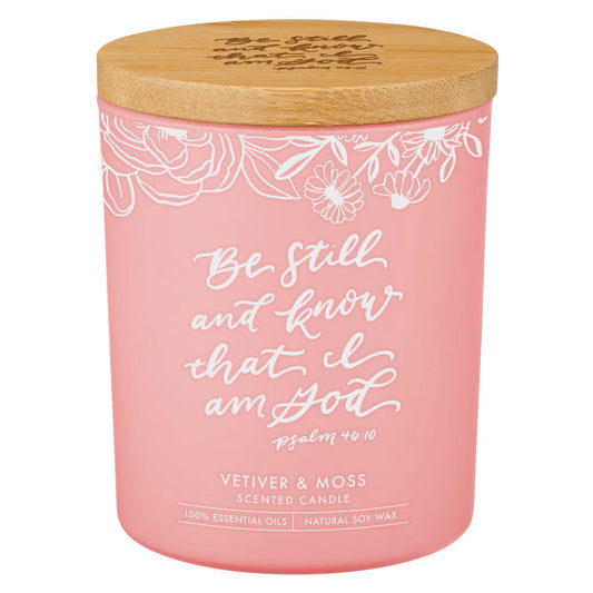 Be Still and Know Vetiver and Moss Candle in a Glass Jar - Psalm 46:10