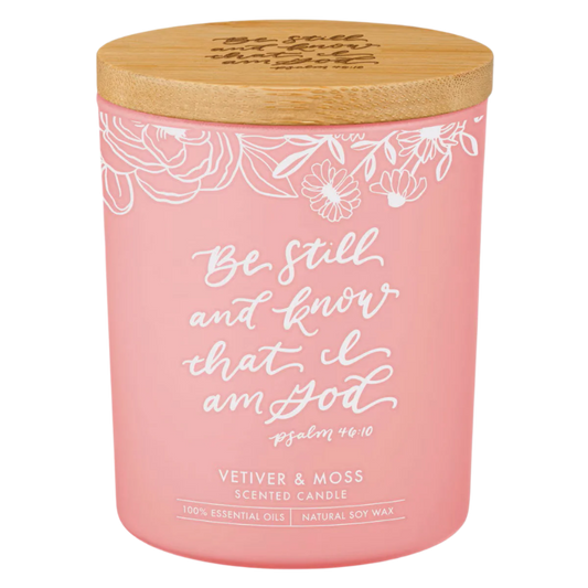 Be Still and Know Vetiver and Moss Candle in a Glass Jar - Psalm 46:10