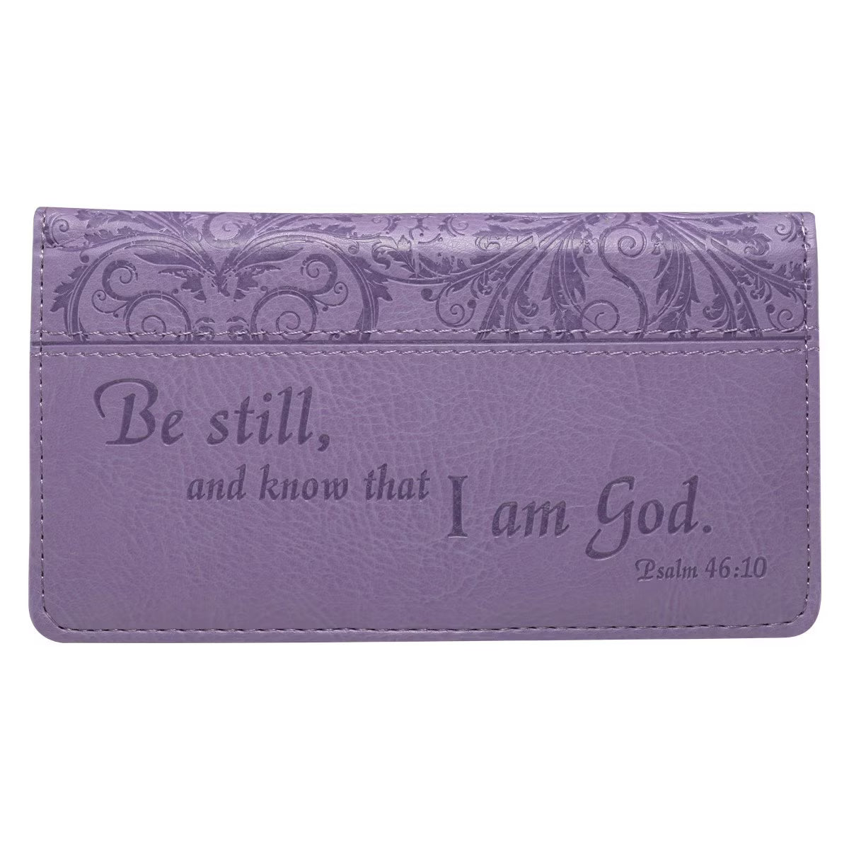 Be Still Purple Faux Leather Checkbook Cover 1 - Psalm 46:10