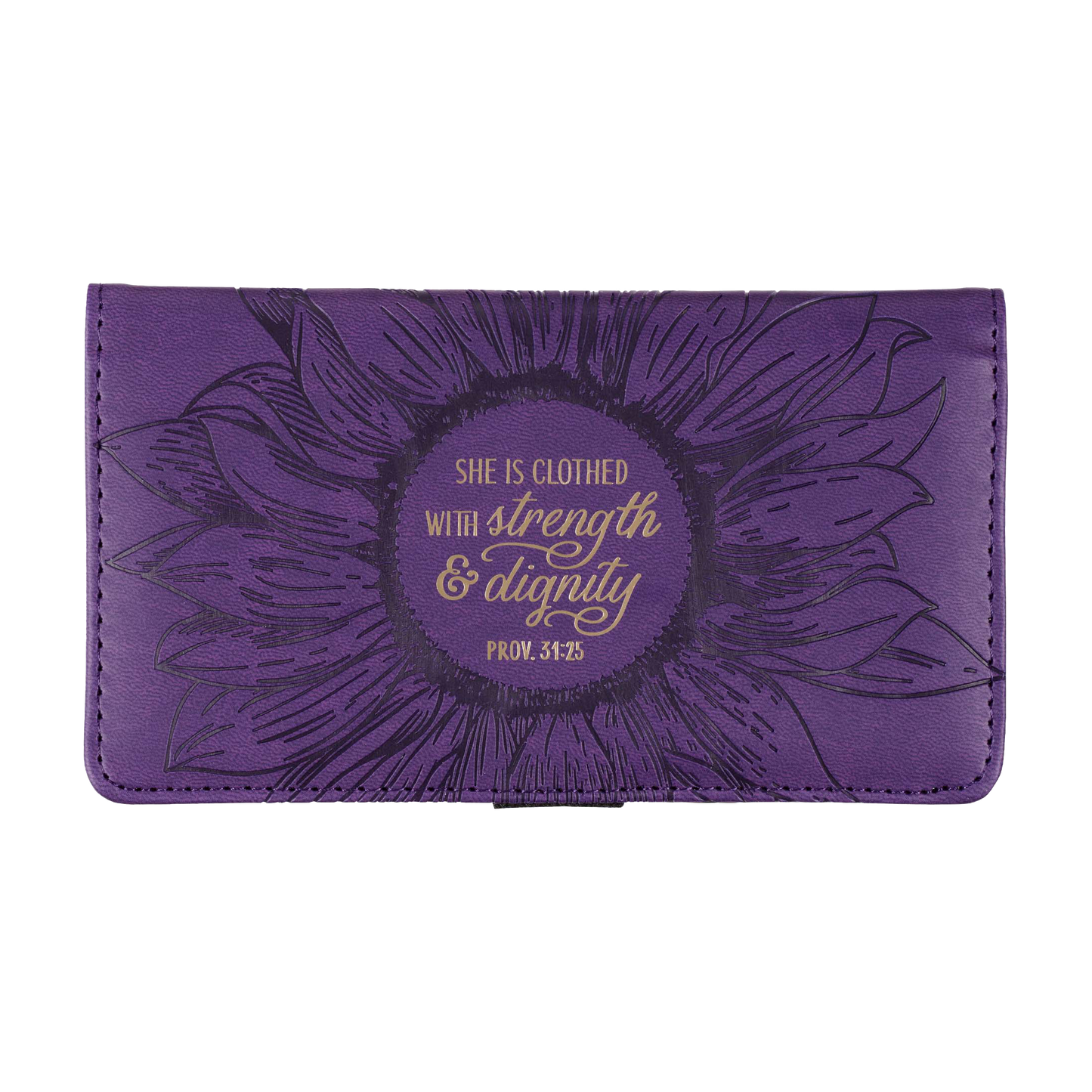 Strength and Dignity Purple Faux Leather Checkbook Cover - Proverbs 31:25