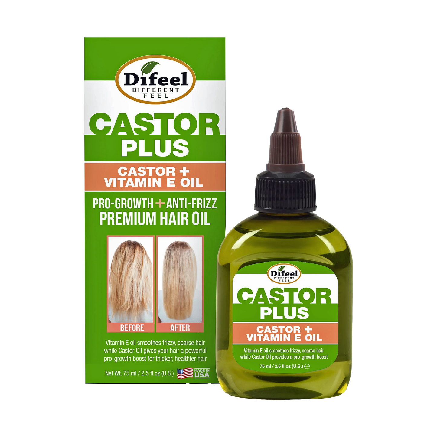 DIFEEL HAIR OIL - Castor Plus Vitamin E Oil 2.5 OZ
