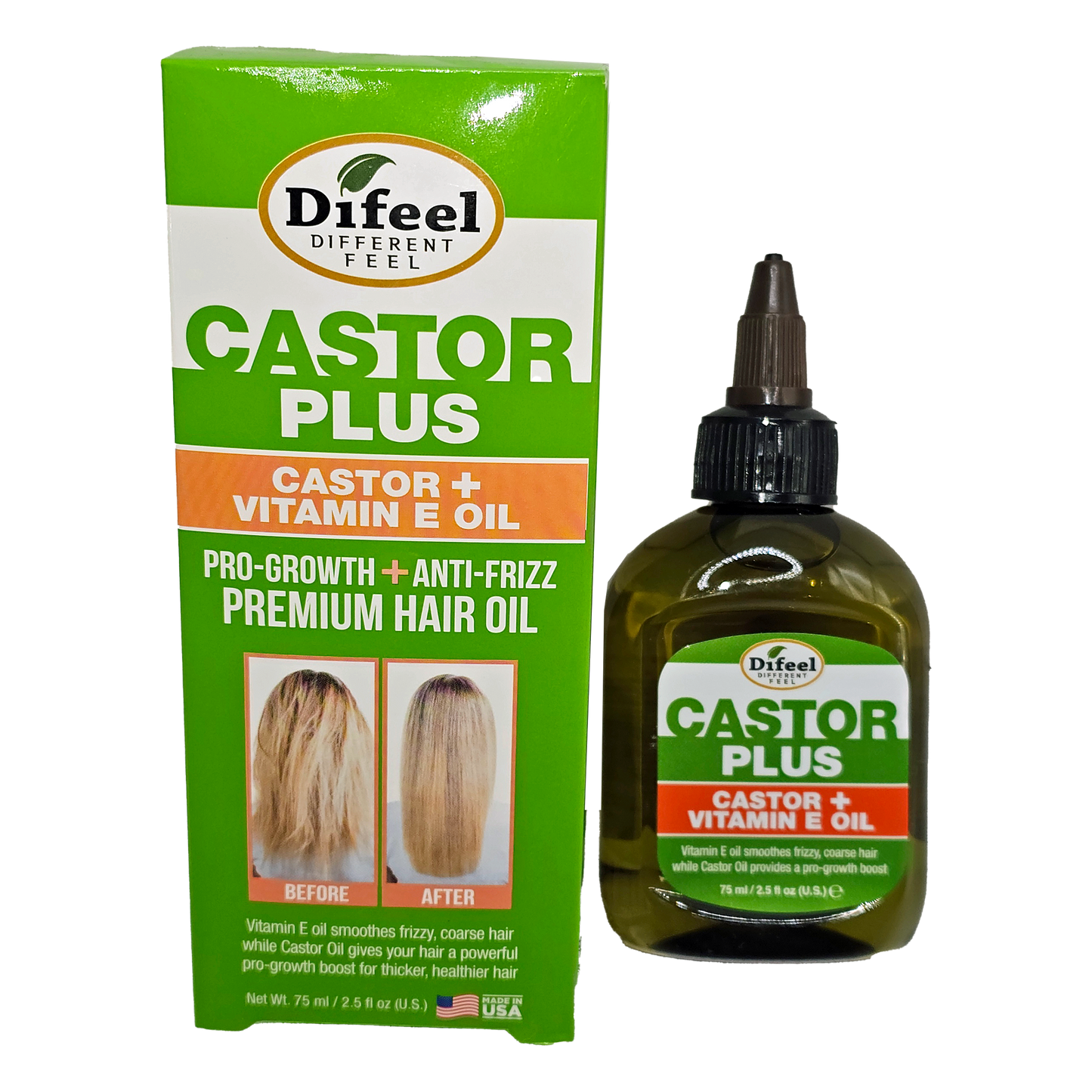 DIFEEL HAIR OIL - Castor Plus Vitamin E Oil 2.5 OZ