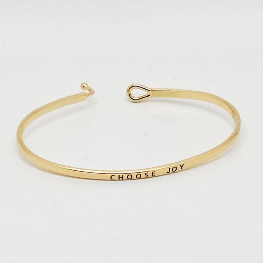 CHOOSE JOY Inspirational Message Bracelet Positive Message Engraved Thin Bangle - Jewelry