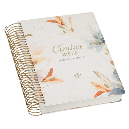 Slightly imperfect Pearlized White Floral Faux Leather My Creative Bible Illustrators Edition