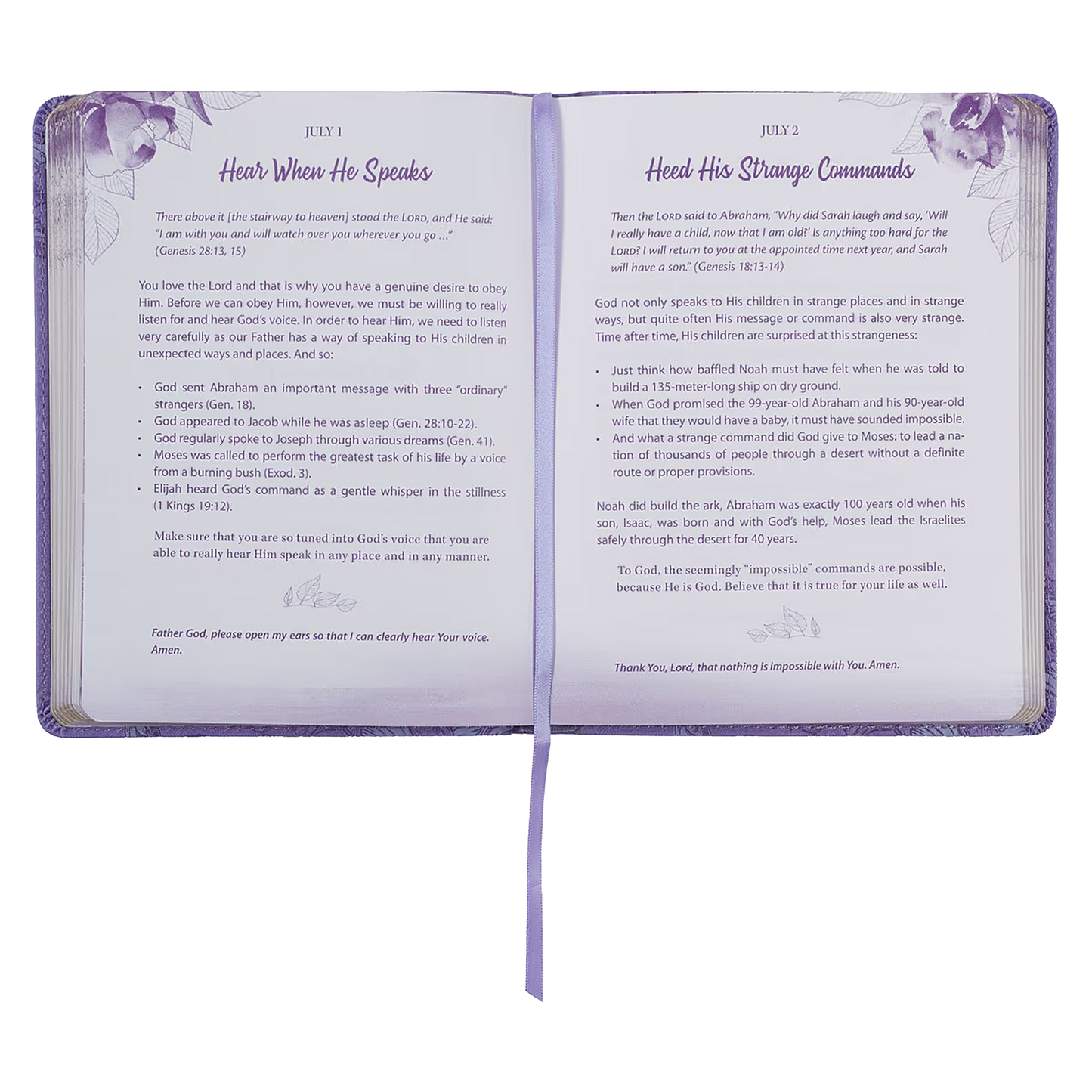 Strong and Courageous Purple Faux Leather Devotional