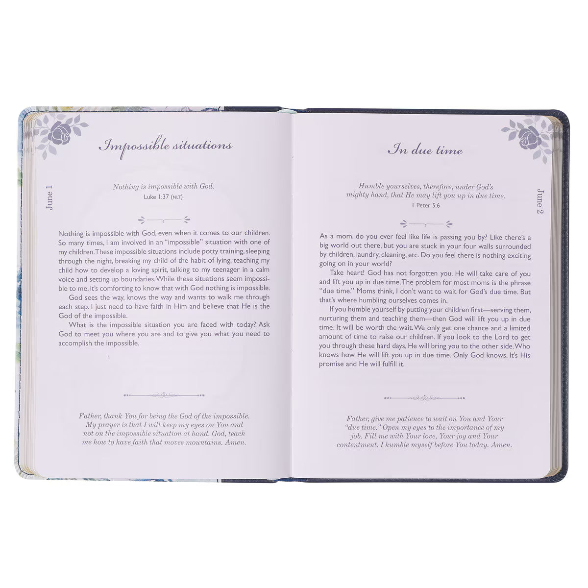 Moments With God For Moms Navy Faux Leather Daily Devotional