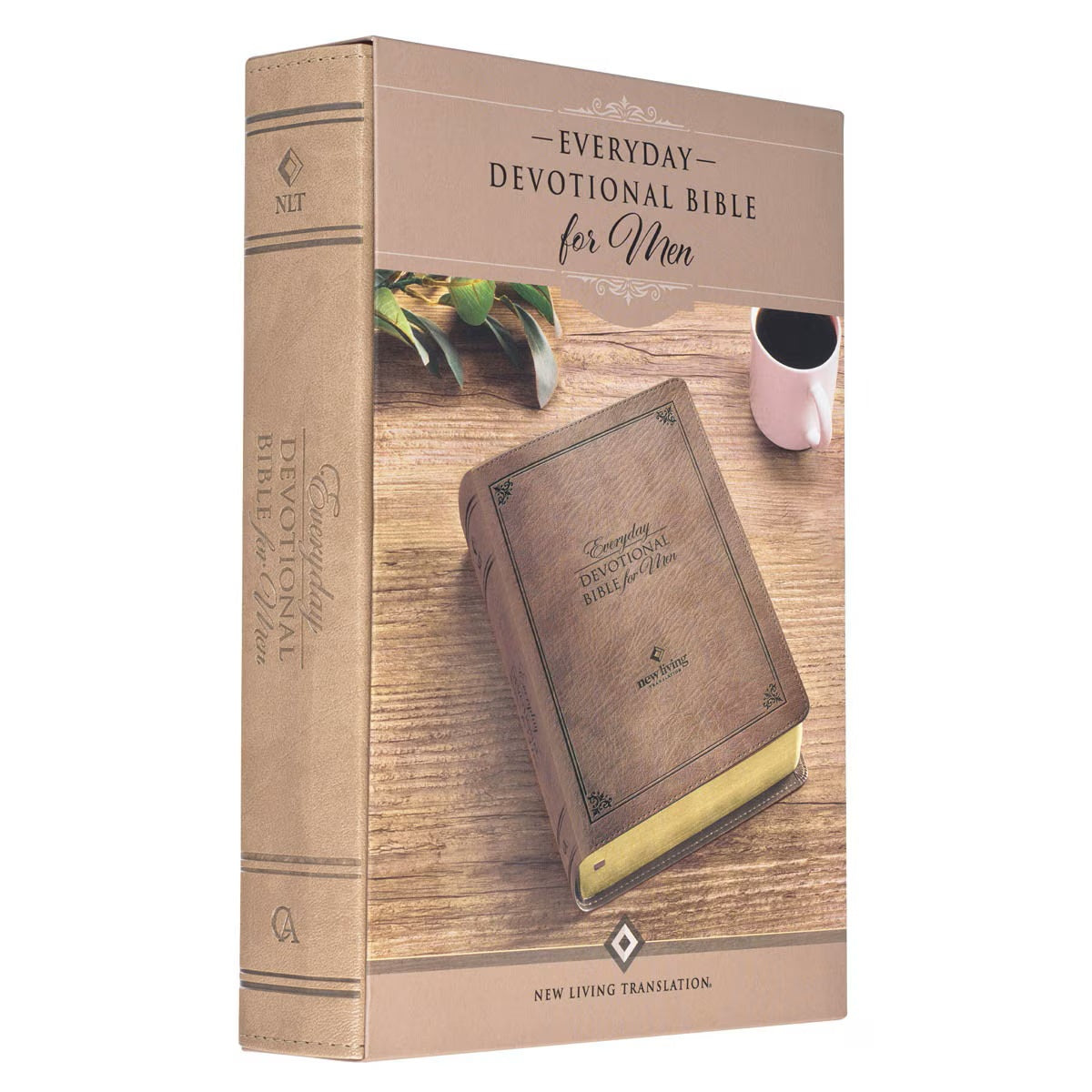 Tan Faux Leather NLT Everyday Devotional Bible for Men