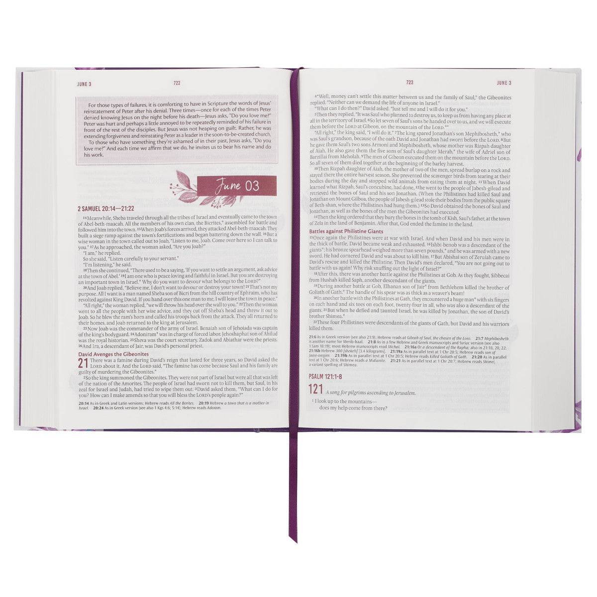Purple Floral Hardcover NLT Everyday Devotional Bible for Women