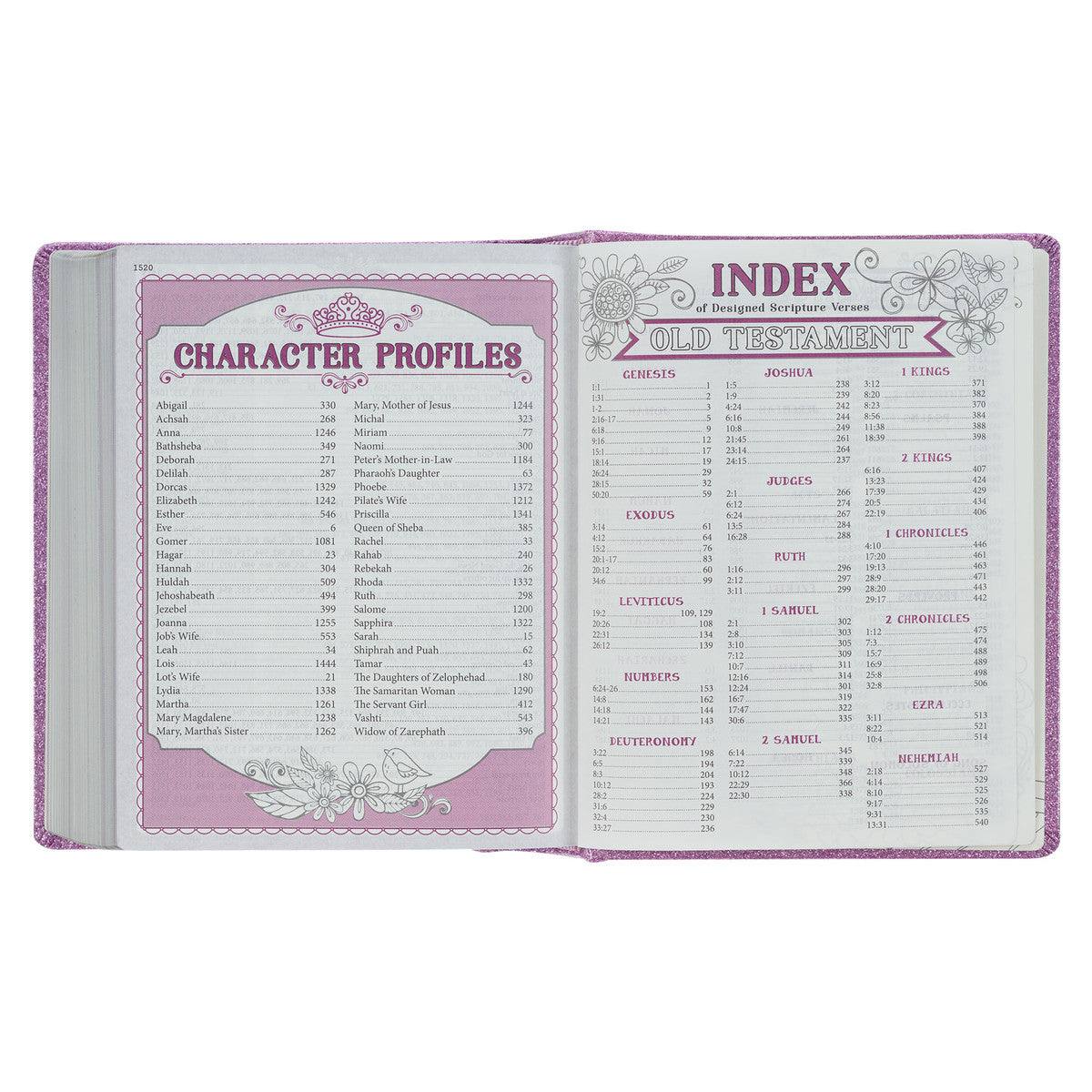 Purple Glitter My Creative Bible for Girls - an ESV Journaling Bible By Amanda Cowles