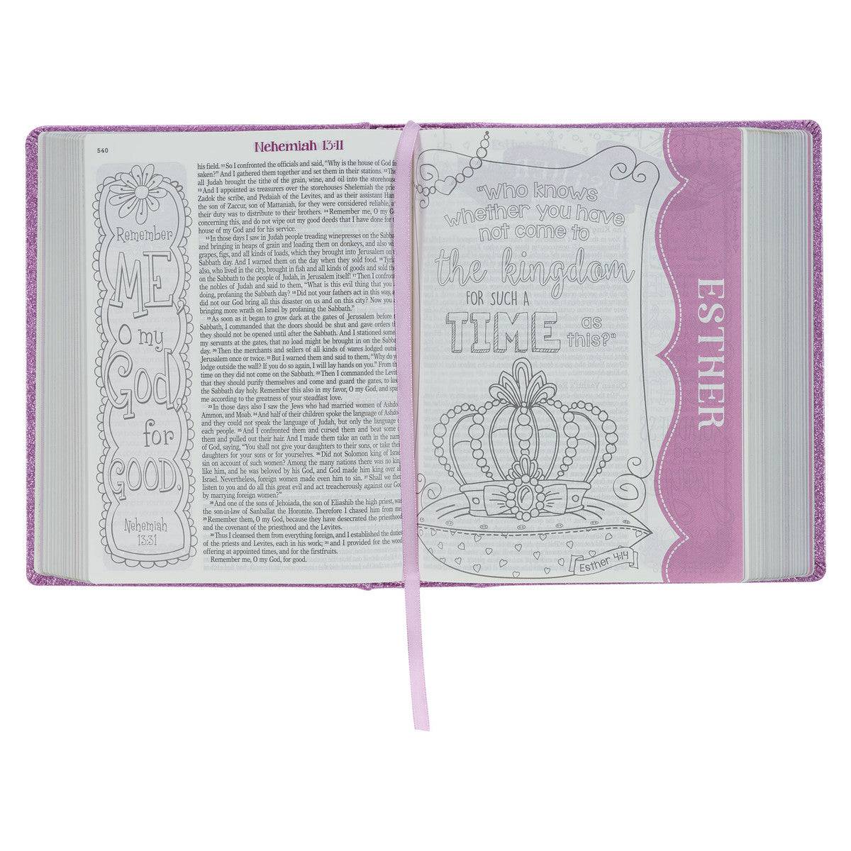 Purple Glitter My Creative Bible for Girls - an ESV Journaling Bible By Amanda Cowles