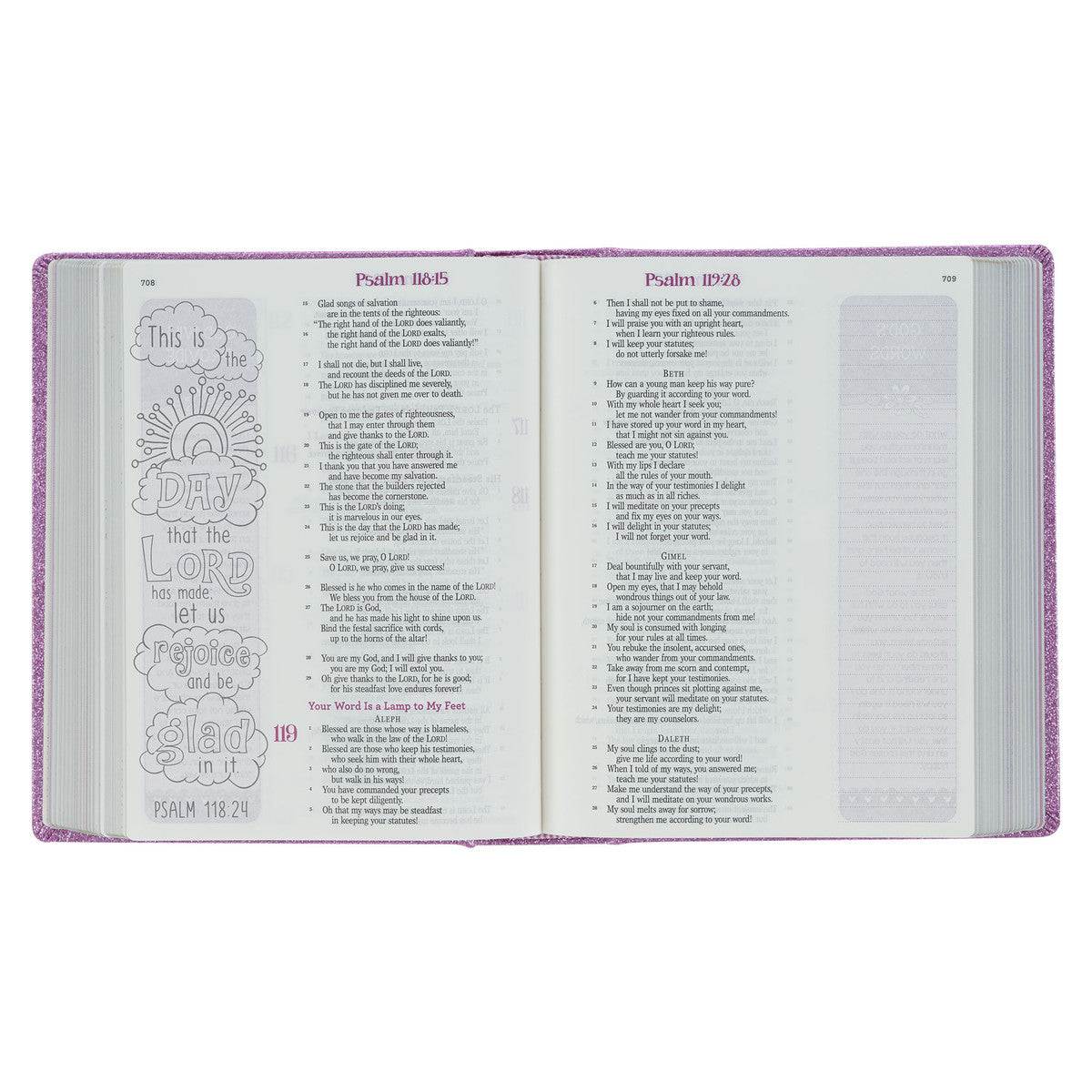 Purple Glitter My Creative Bible for Girls - an ESV Journaling Bible By Amanda Cowles