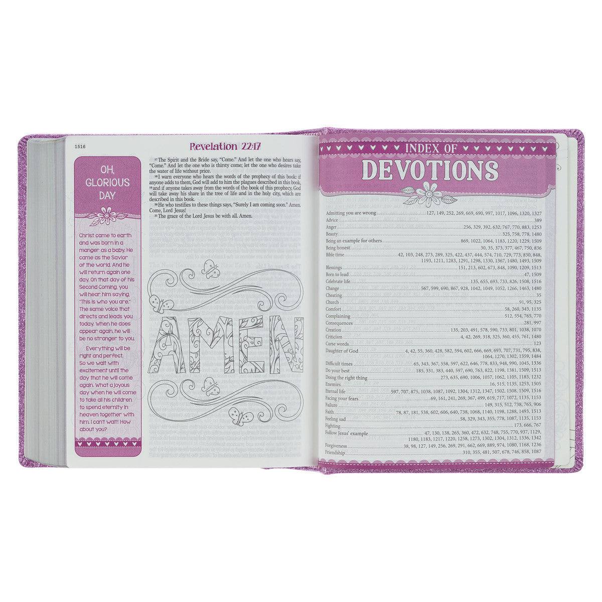 Purple Glitter My Creative Bible for Girls - an ESV Journaling Bible By Amanda Cowles