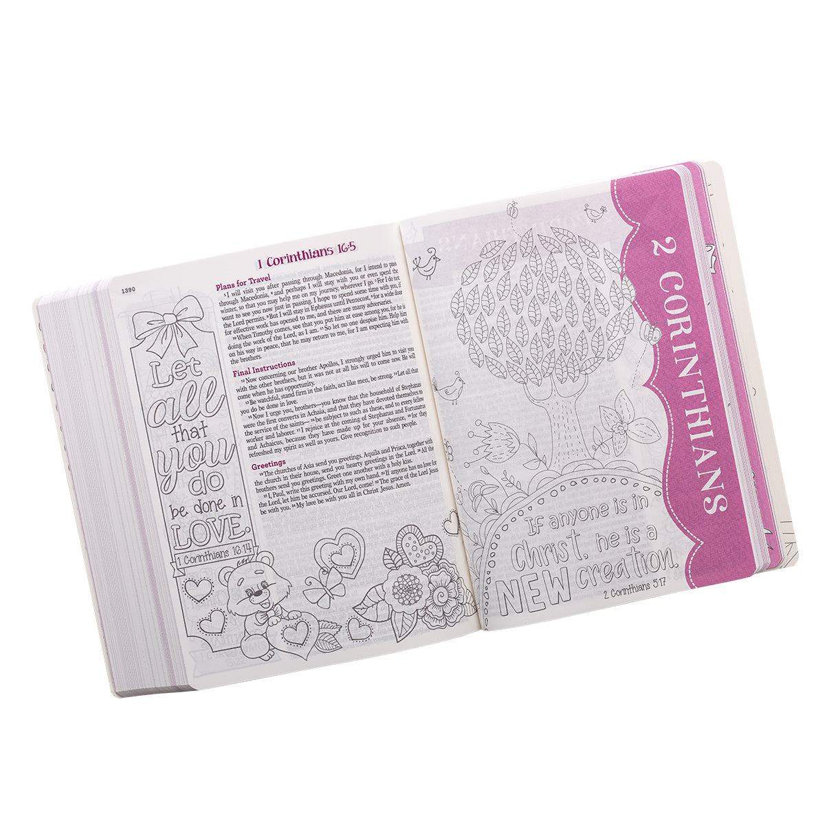 Pink Floral Heart Flexcover My Creative Bible for Girls - an ESV Journaling Bible BY AMANDA COWLES