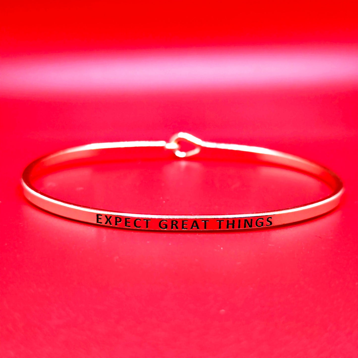 EXPECT GREAT THINGS Inspirational Message Bracelet Positive Message Engraved Thin Bangle - Jewelry