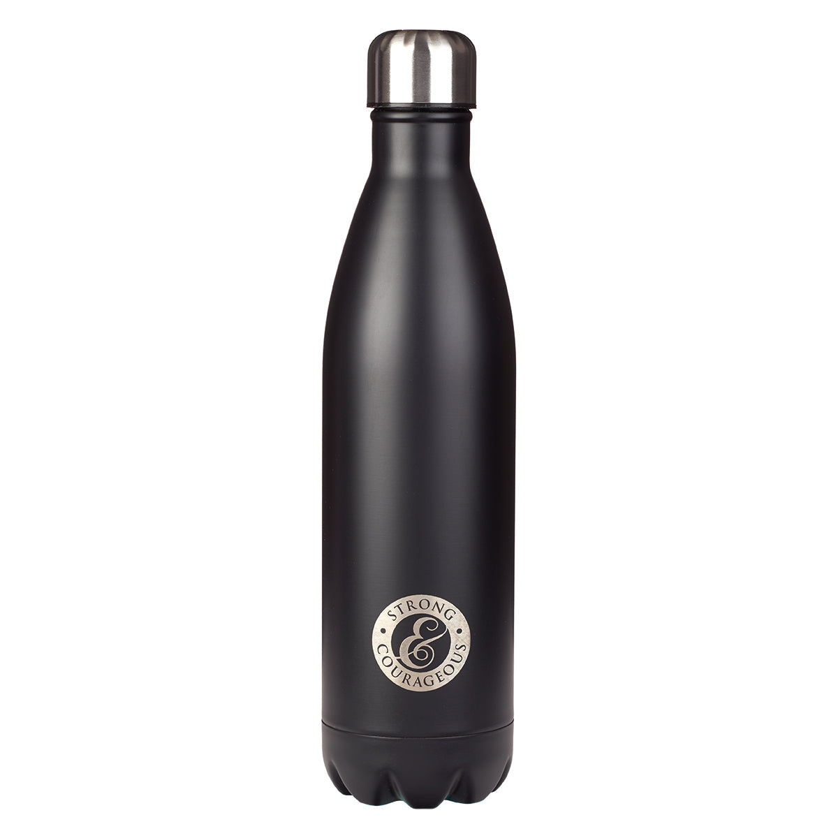Strong and Courageous Black Stainless Steel Water Bottle - Joshua 1:9