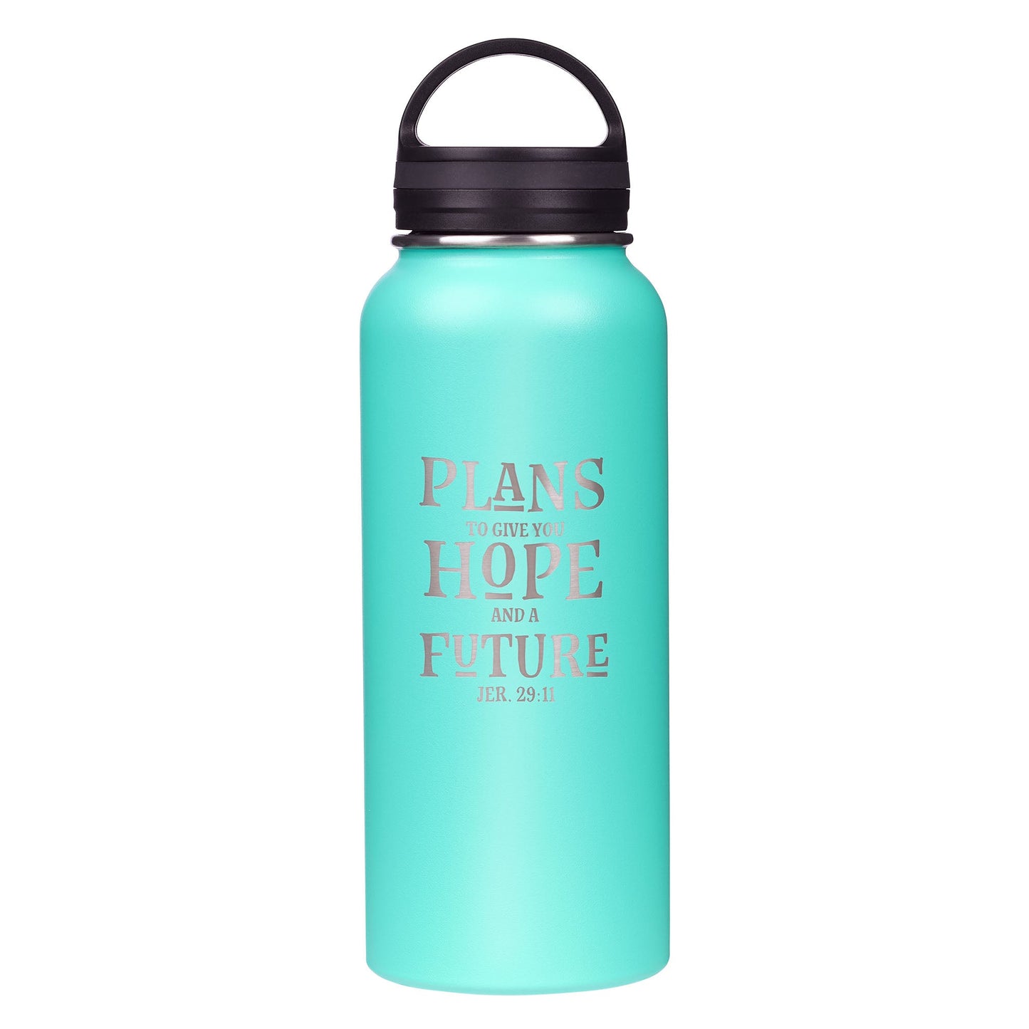 Hope and a Future Teal Stainless Steel Water Bottle - Jeremiah 29:11