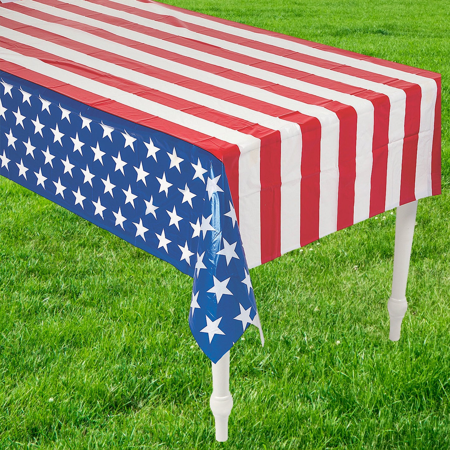 Patriotic Flag - Stripes and Starts Print Plastic Table Cover