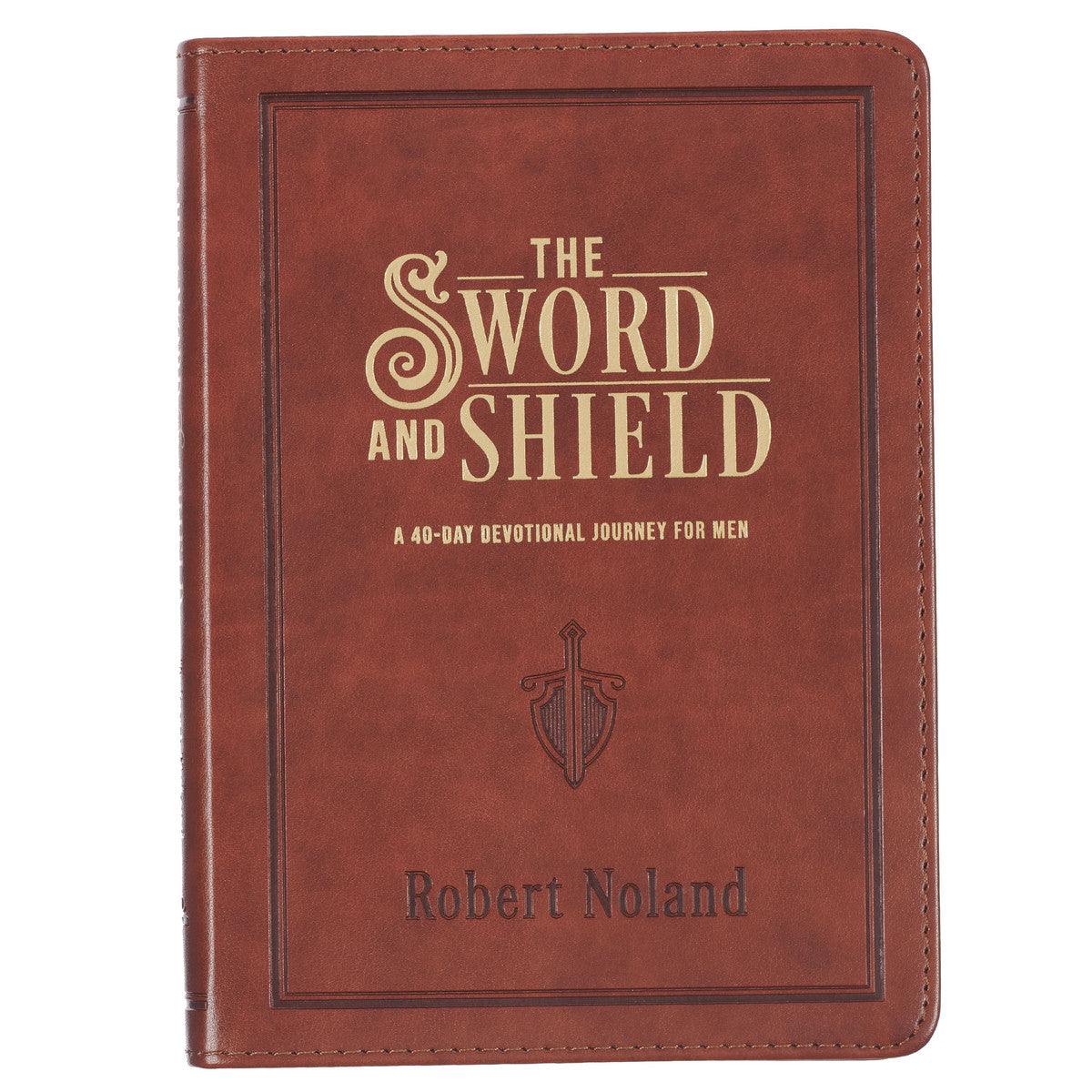 The Sword and Shield Saddle Tan Faux Leather Devotional By Robert Noland - Men's Devotional