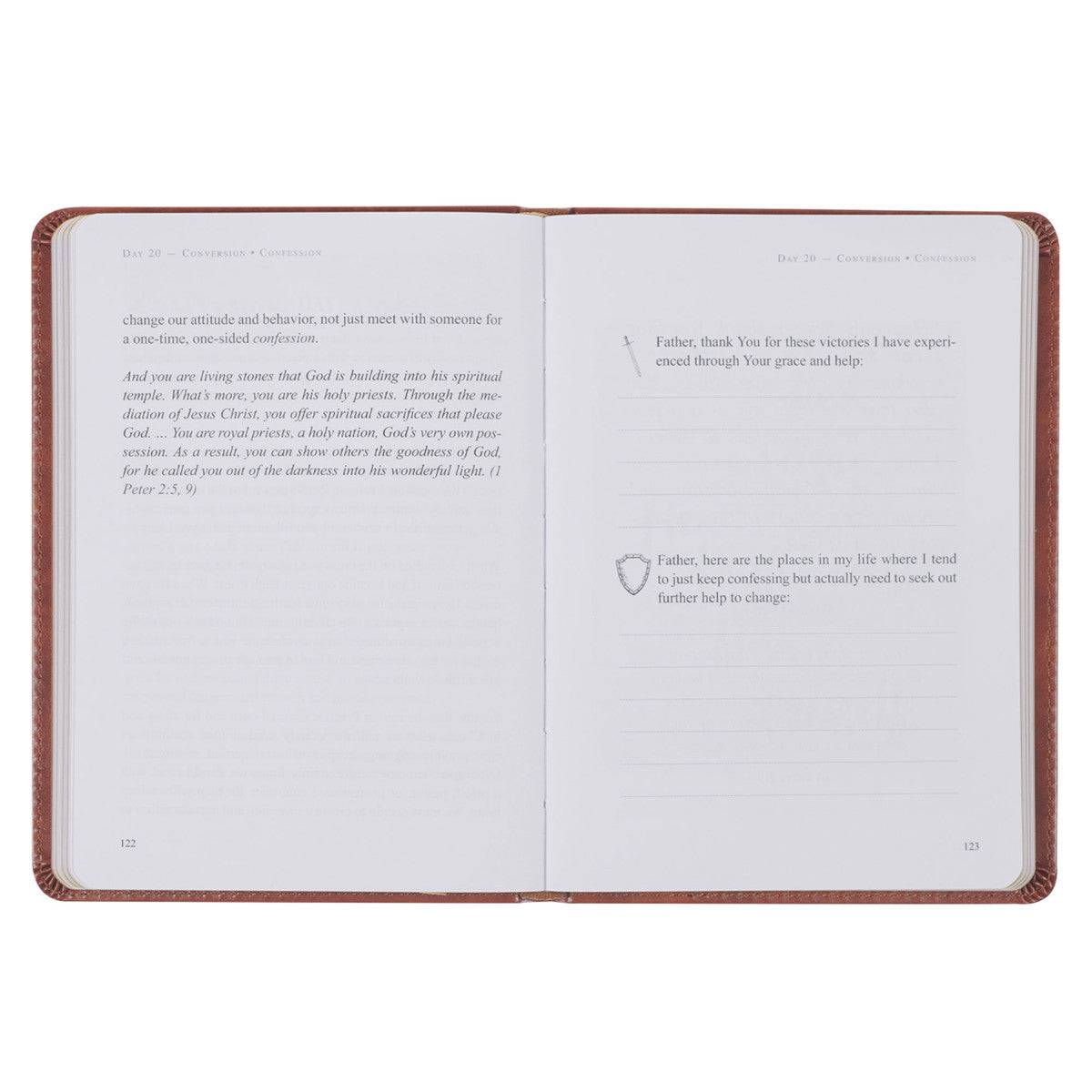 The Sword and Shield Saddle Tan Faux Leather Devotional By Robert Noland - Men's Devotional