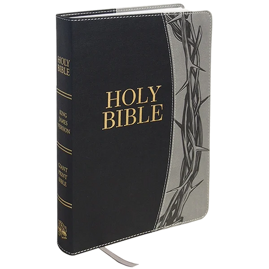 KJV Giant Print Bible | Black/Gray w/crown | Simulated leather