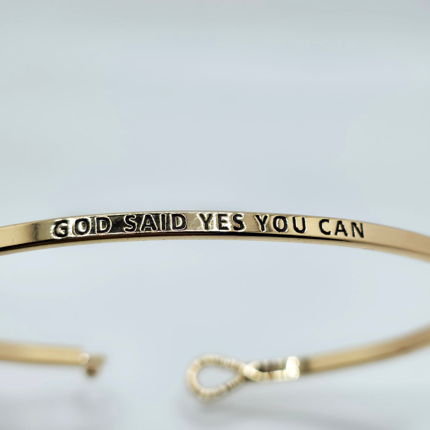 GOD SAID YES YOU CAN Inspirational Message Bracelet Positive Message Engraved Thin Bangle - Jewelry