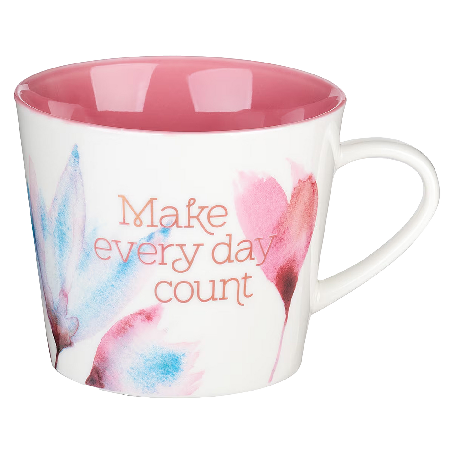 Make Every Day Count Pink Petals Ceramic Coffee Mug