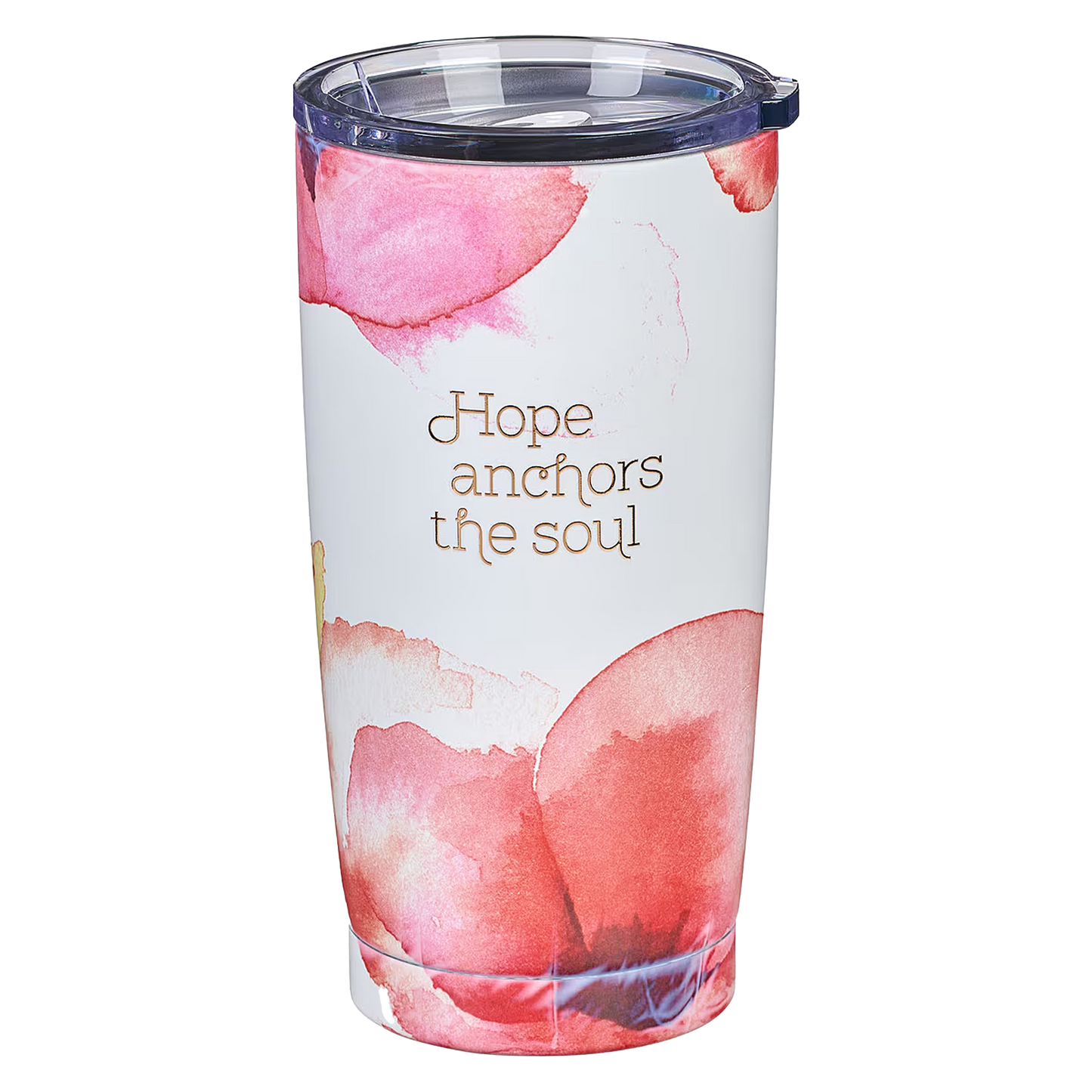Hope Anchors the Soul Coral Poppies Stainless Steel Travel Mug