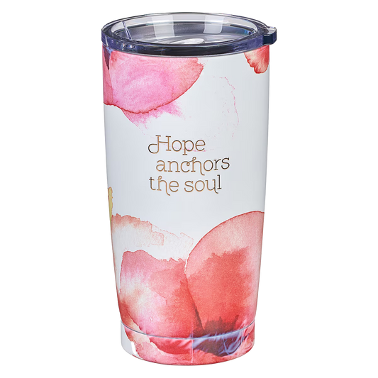 Hope Anchors the Soul Coral Poppies Stainless Steel Travel Mug